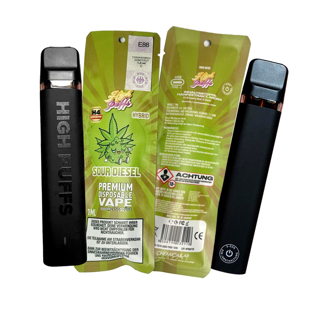 High Puffs Premium Disposable Vape Hybrid H4 "Sour Diesel"