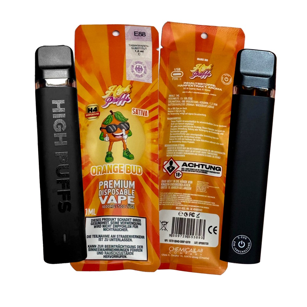 High Puffs Premium Disposable Vape Sativa H4 "Orange Bud"