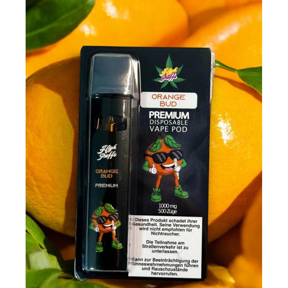 High Puffs Premium Disposable Vape Pod " Orange Bud " 500 Züge,1ml 