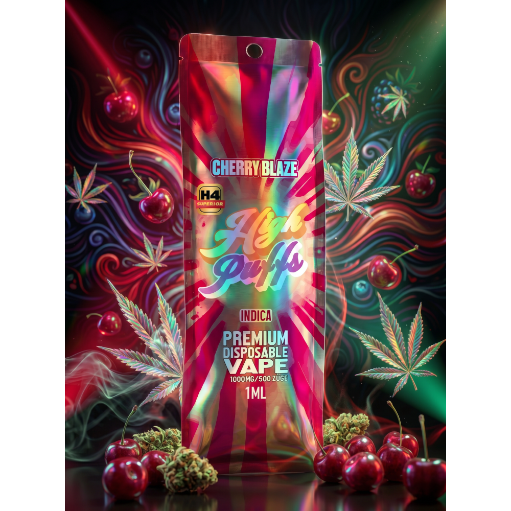High Puffs Premium Disposable Vape Indica H4 "Cherry Blaze"