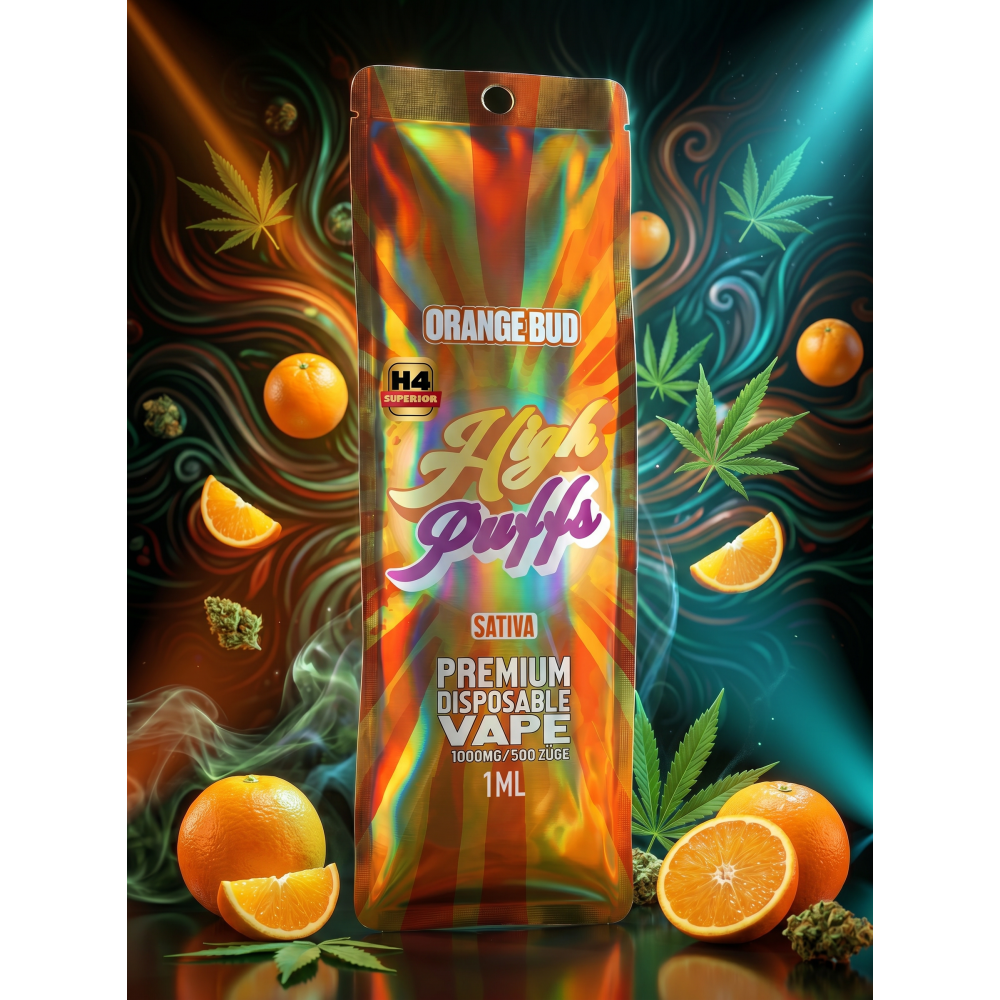 High Puffs Premium Disposable Vape Sativa H4 "Orange Bud"