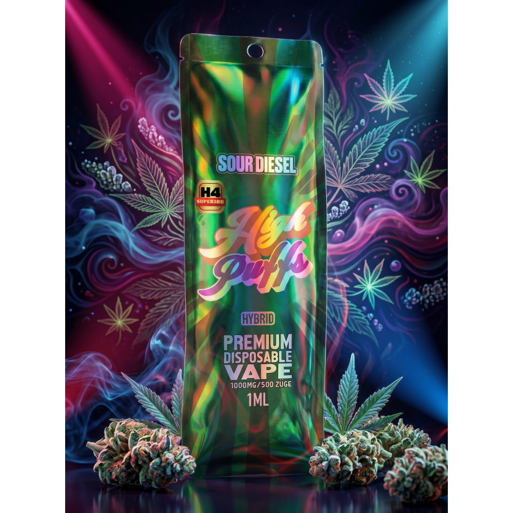 High Puffs Premium Disposable Vape Hybrid H4 "Sour Diesel"