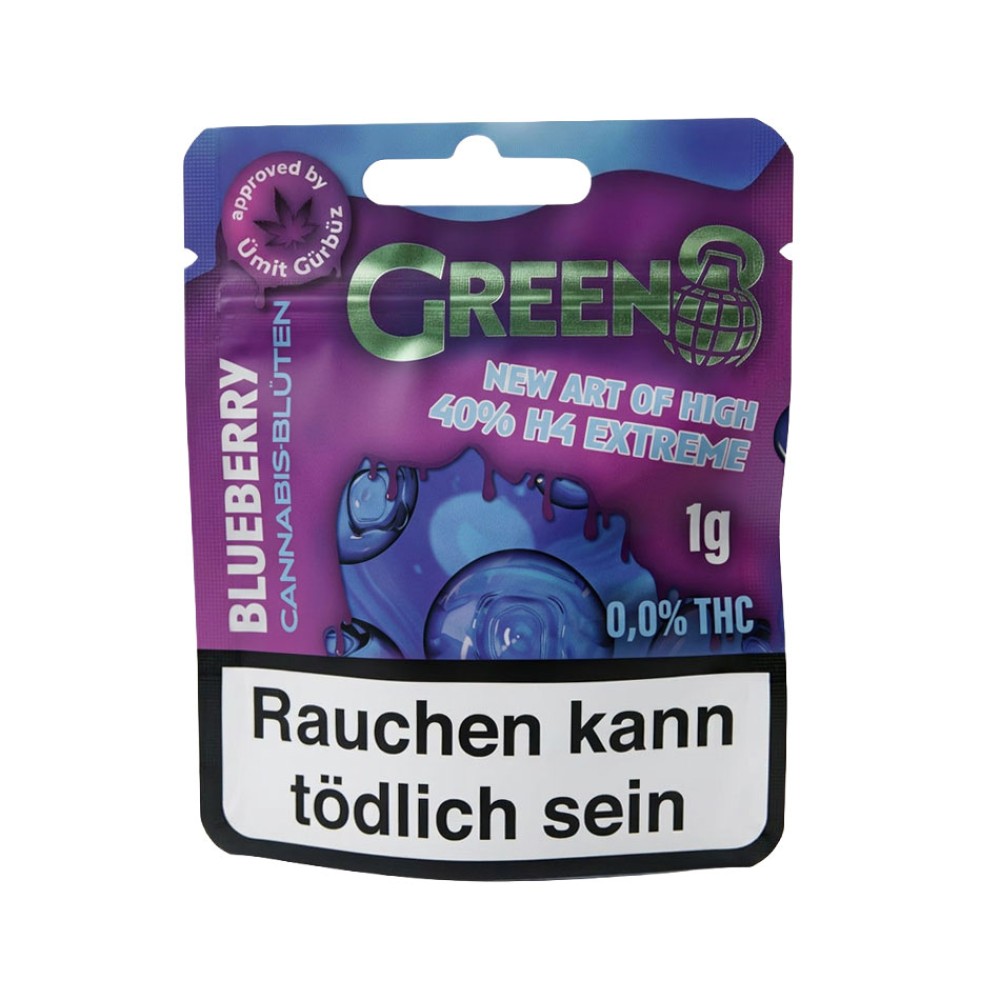 Green 8 | Blueberry Cannabis Blüten 40% H4 Extreme, 0,0%THC - 1g