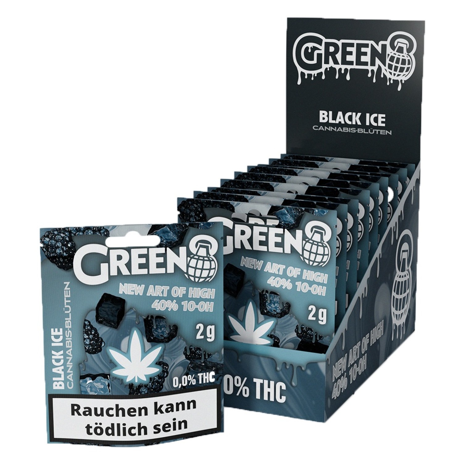 Green 8 | Black Ice Cannabis Blüten 40% Superior, 0,0% THC - 2g