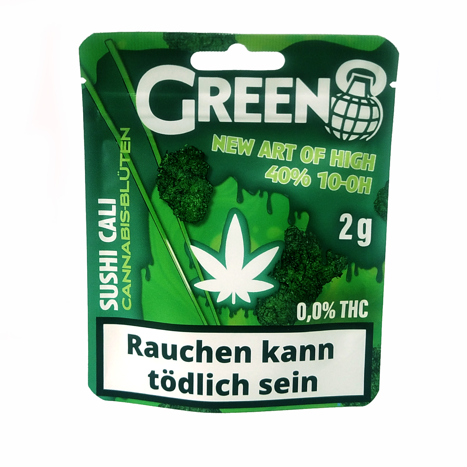 Green 8 " Sushi Cali "  Cannabis-.Blüten 40% Superior, 0,0%THC, 2g