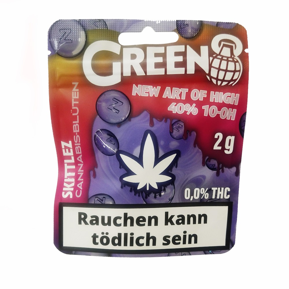 Green 8 " Skittlez " Cannabis-.Blüten 40% 10-OH , 0,0%THC, 2g