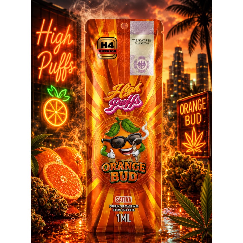 High Puffs Premium Disposable Vape Sativa H4 "Orange Bud"
