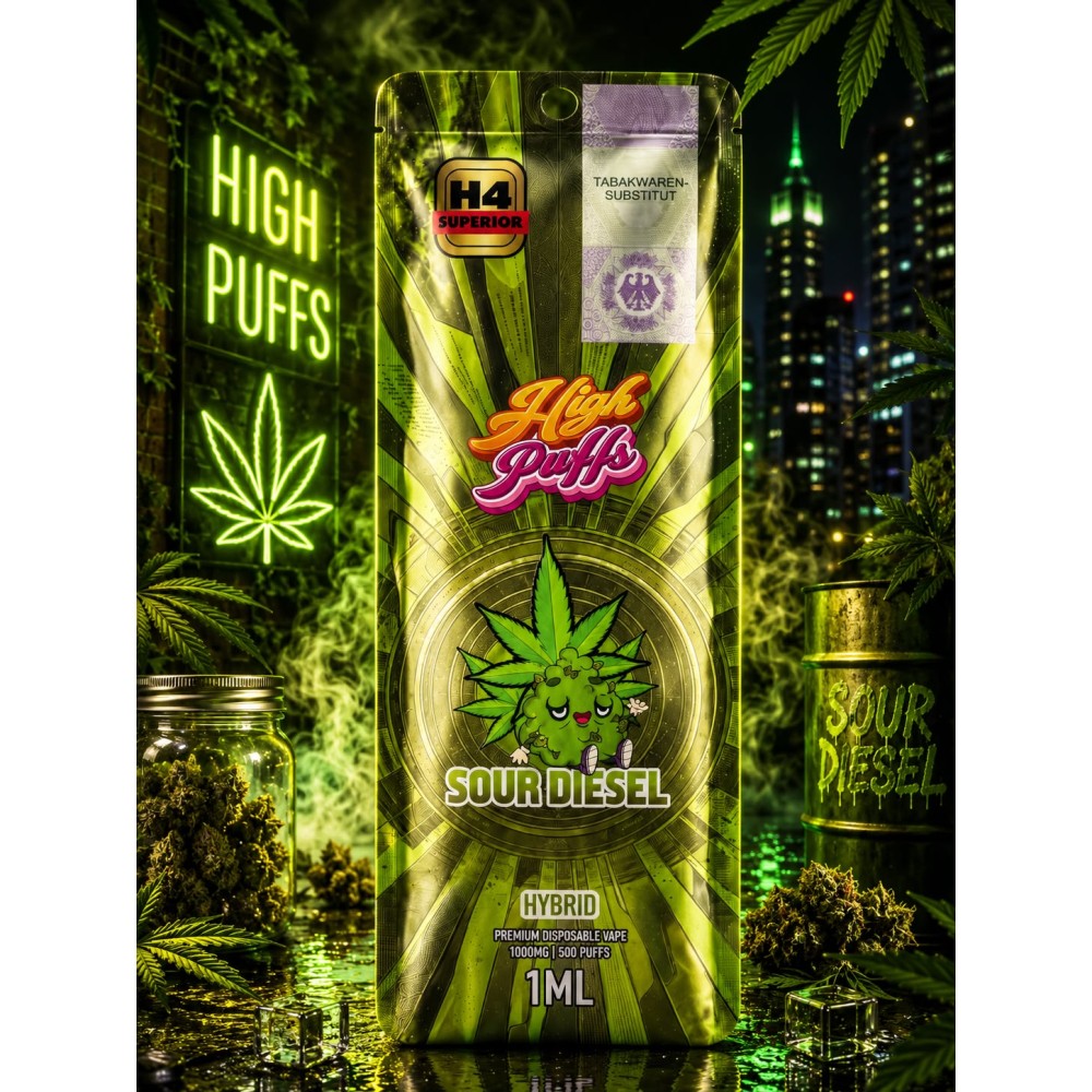 High Puffs Premium Disposable Vape Hybrid H4 "Sour Diesel"