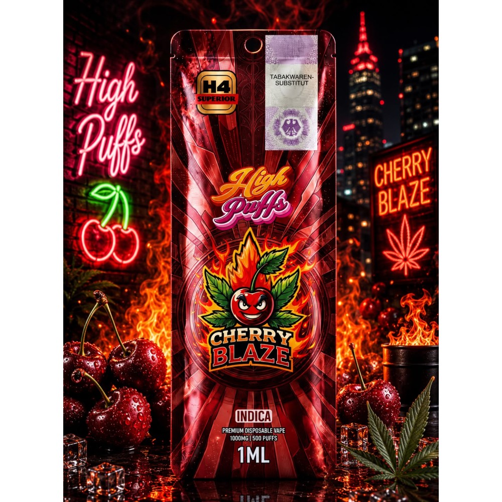High Puffs Premium Disposable Vape Indica H4 "Cherry Blaze"