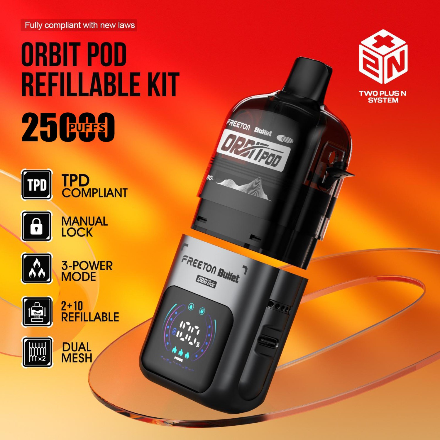 Bullet Freeton Orbit Pod Refillable Kit 12ml – Schwarz | 850 mAh | Bis zu 25.000 Züge