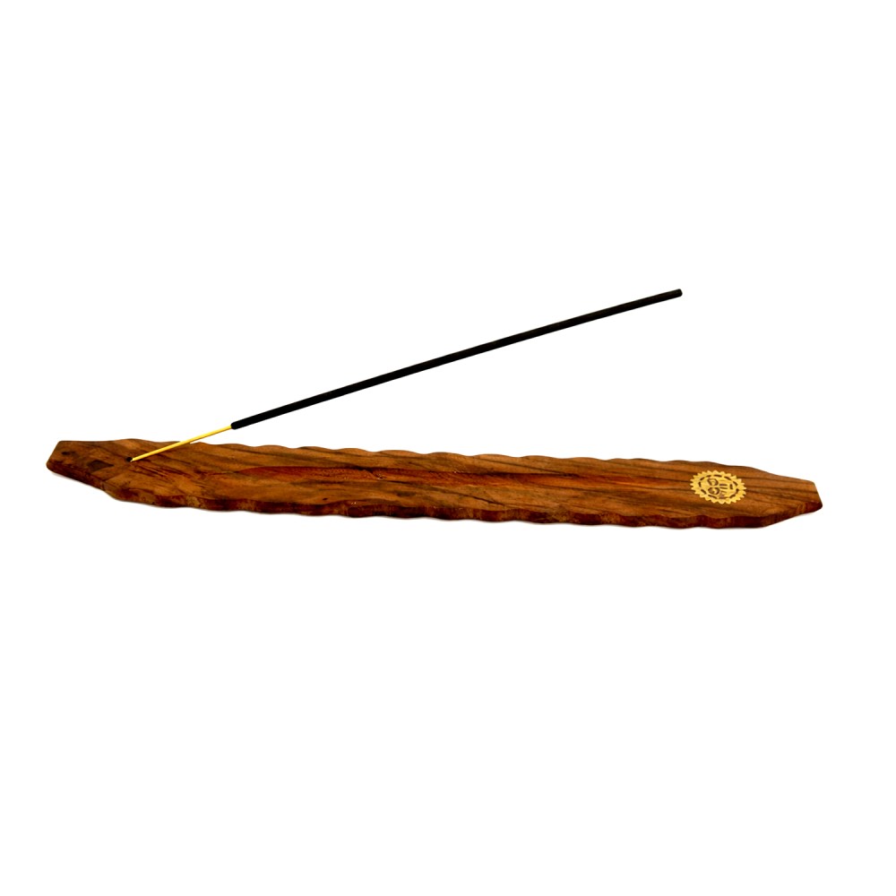 Räucherstäbchenständer Holz, Blatt geschnitzt.