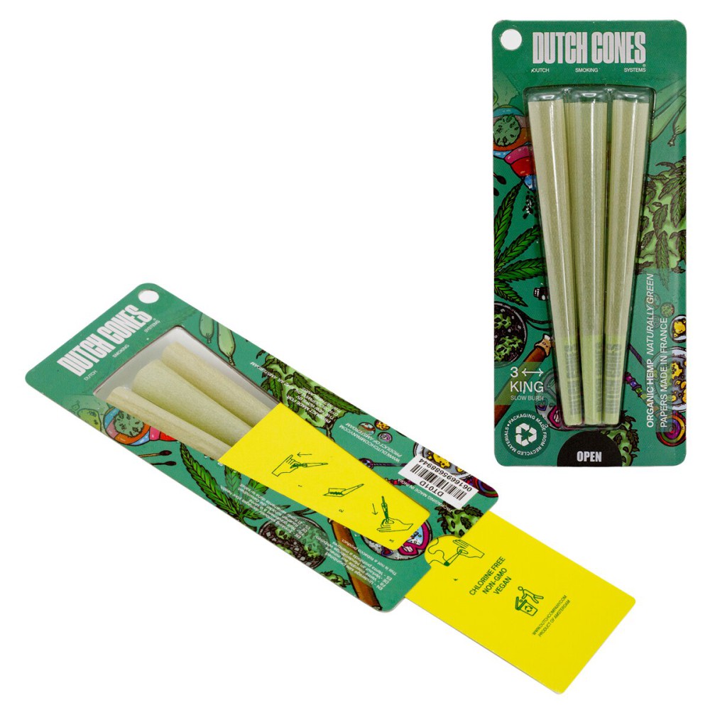 Dutch Cones - 3x Green Hemp Kingsize Pre-Rolled Cones