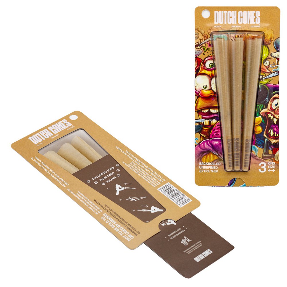 Dutch Cones - 3x Unbleached Kingsize Pre-Rolled Cones