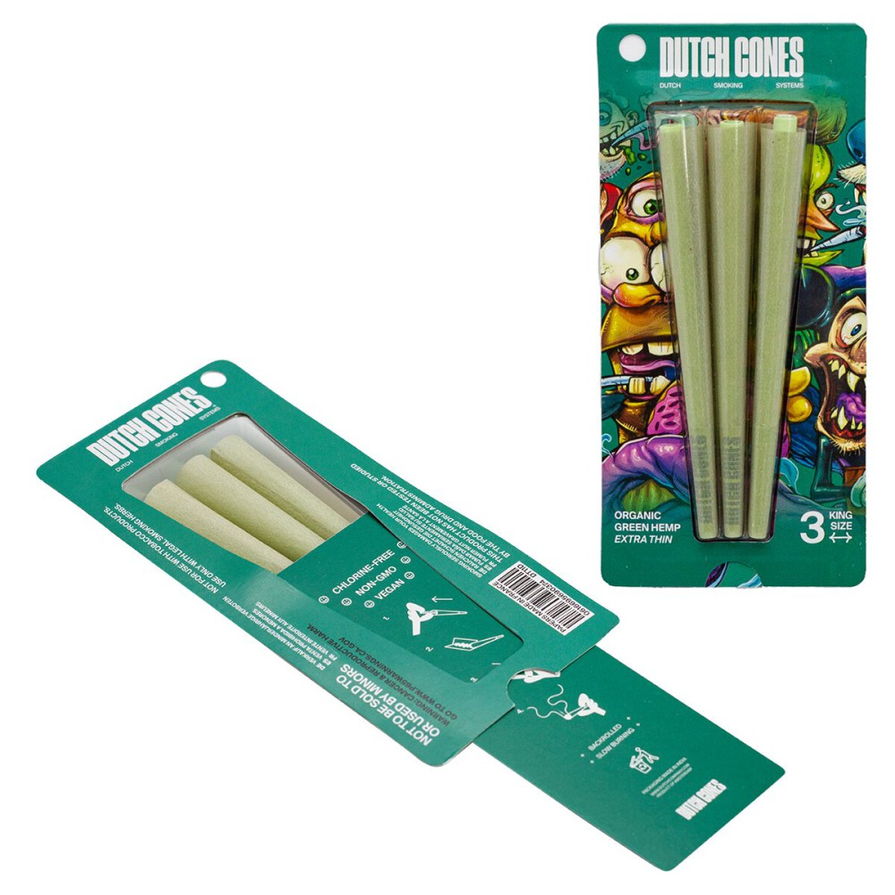 Dutch Cones - 3x Green Hemp Kingsize Pre-Rolled Cones