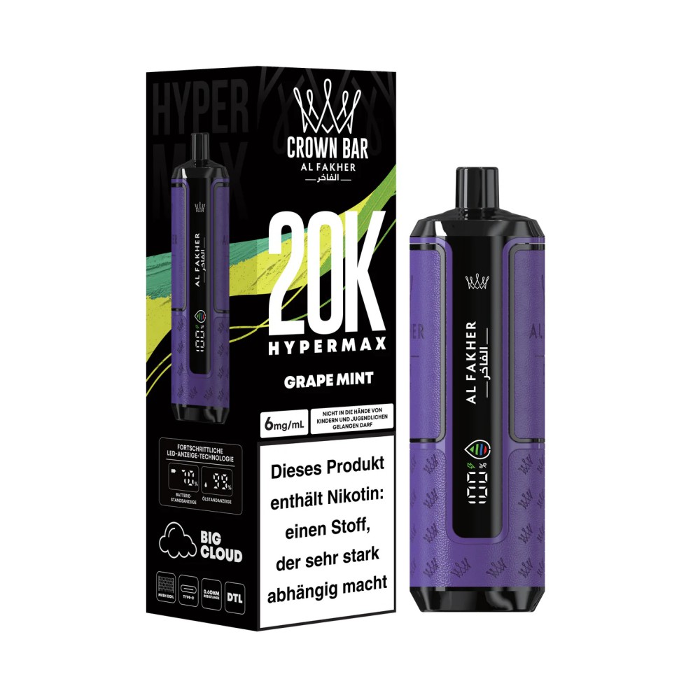 Al Fakher 20K Hypermax "Grape Mint" - 2ml mit Steuer Zeichen