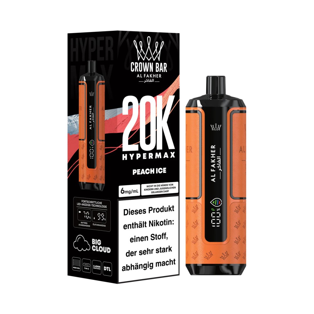 Al Fakher 20K Hypermax "Peach Ice" - 2ml mit Steuer Zeichen