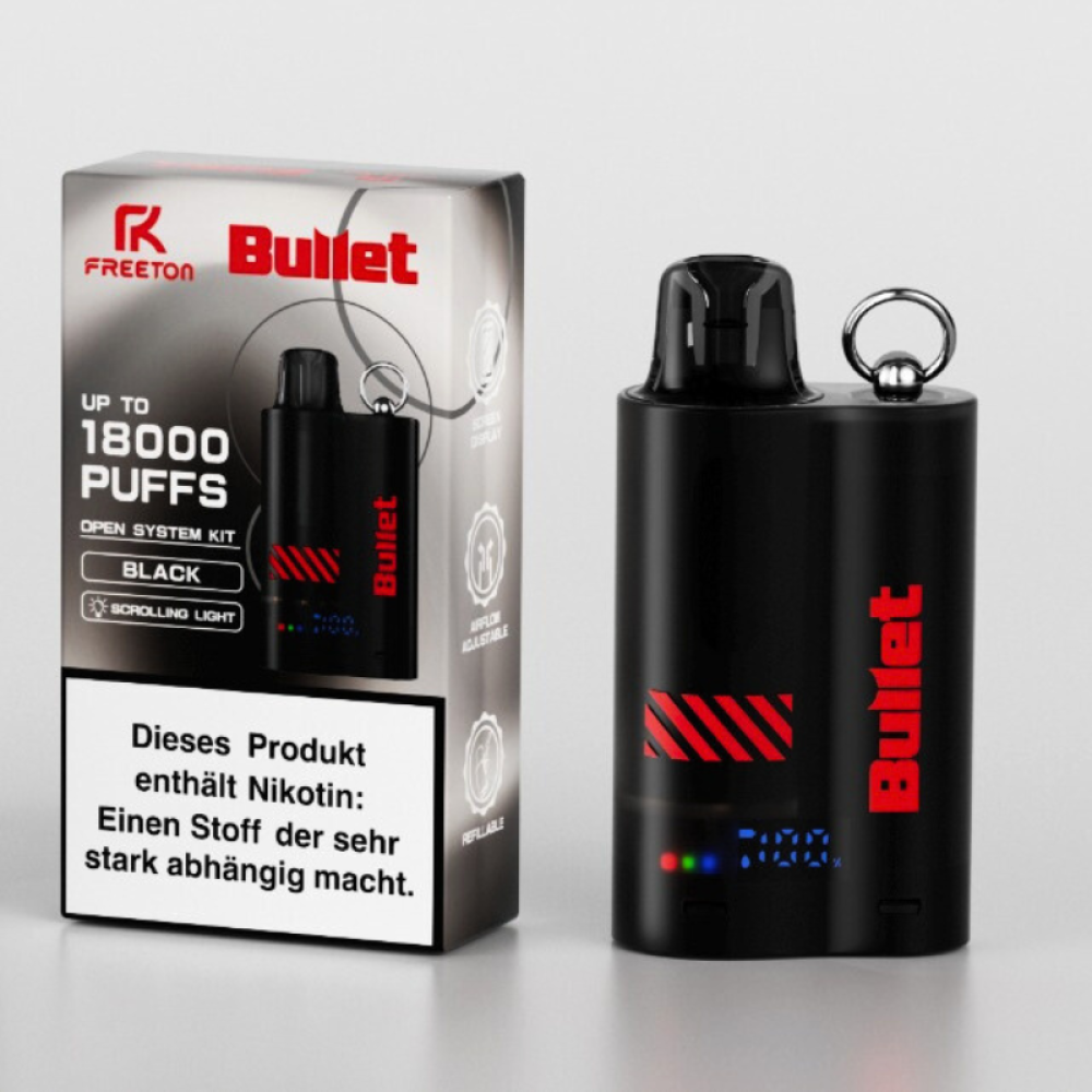 Bullet Freeton Pod Kit 4 ml „Schwarz“, 550 mAh, bis zu 18000 Züge VE-5