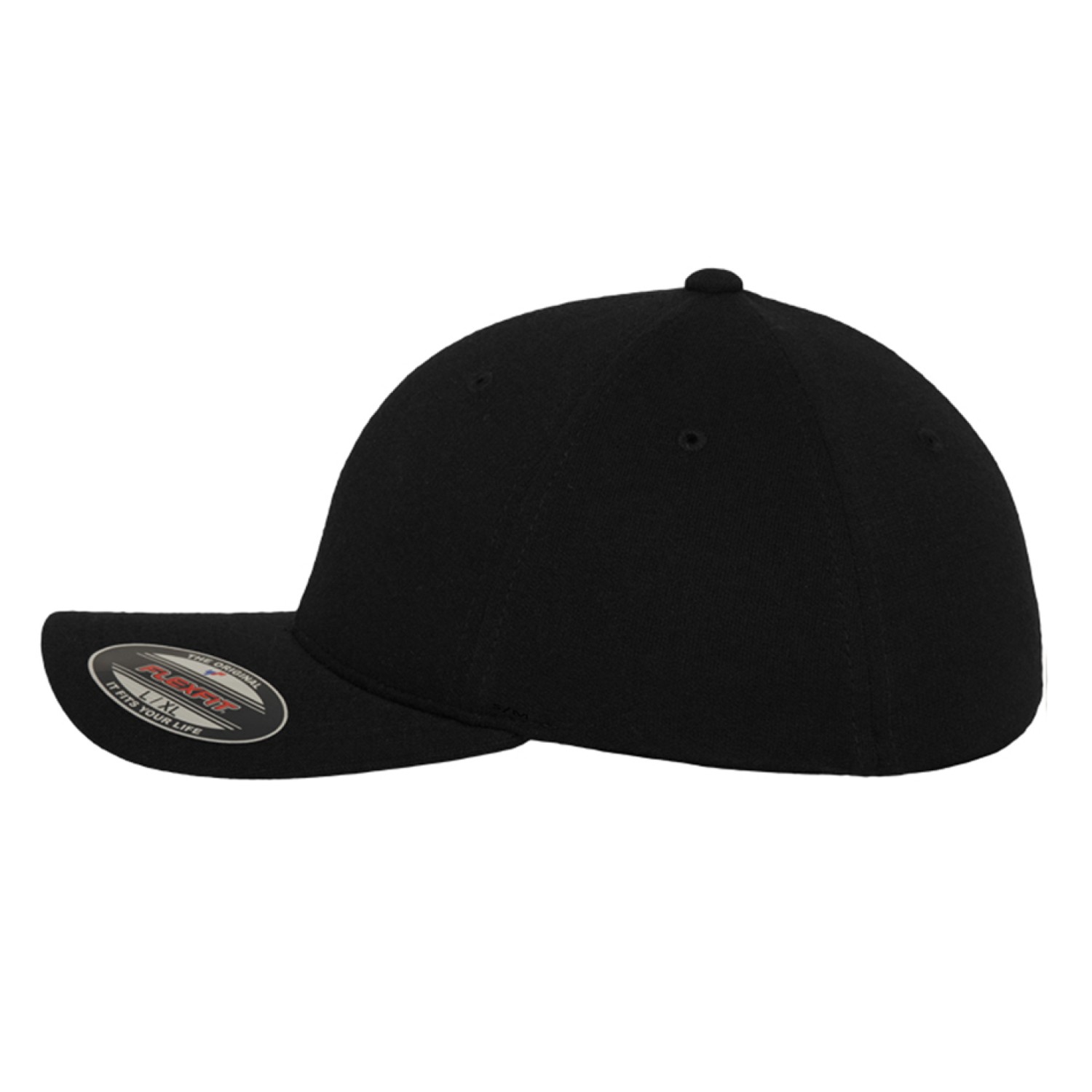 Flexfit Double Jersey Baseball Cap  – Schwarz –Größe L/XL