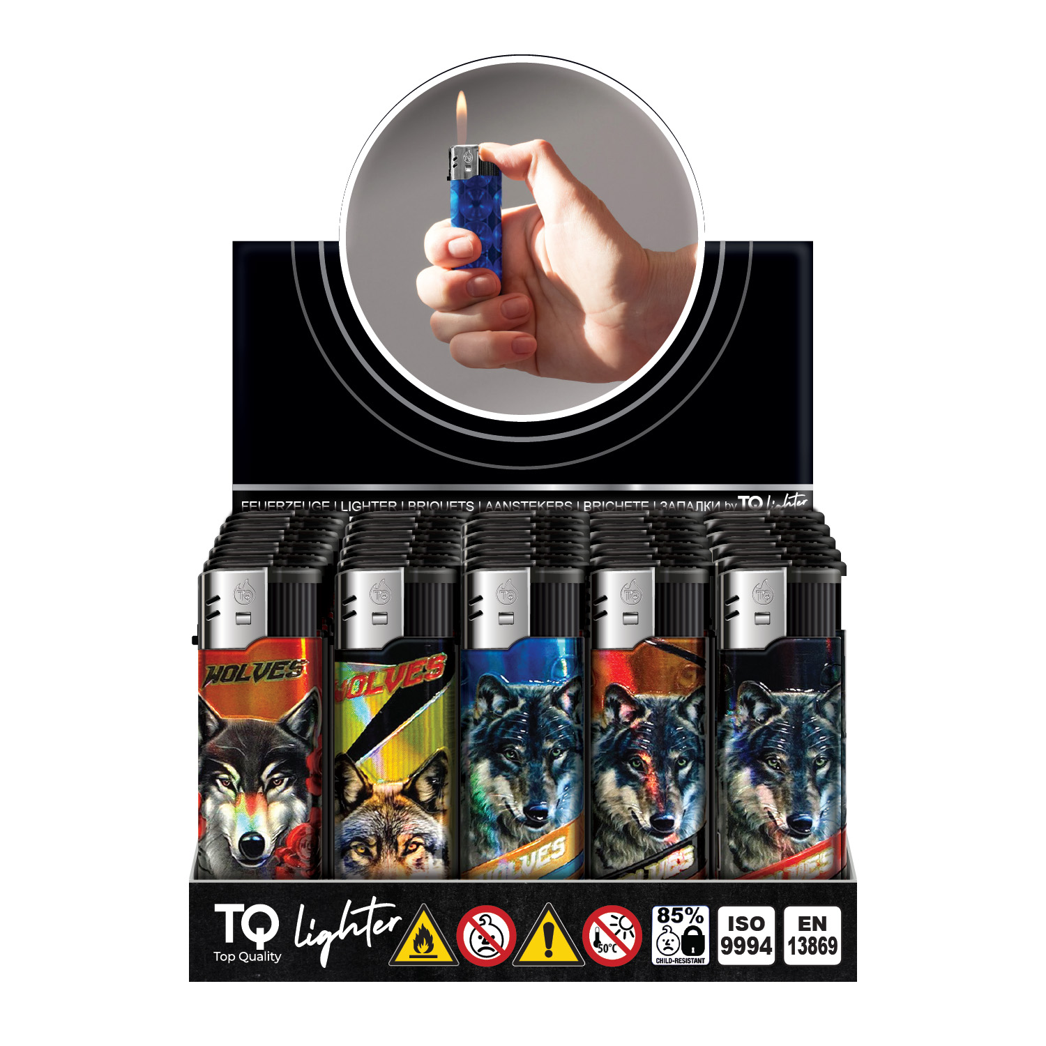 Motivfeuerzeug Aluminium ''WOLVES'' VE-50  Motivfeuerzeug Aluminium ''WOLVES'' VE-50