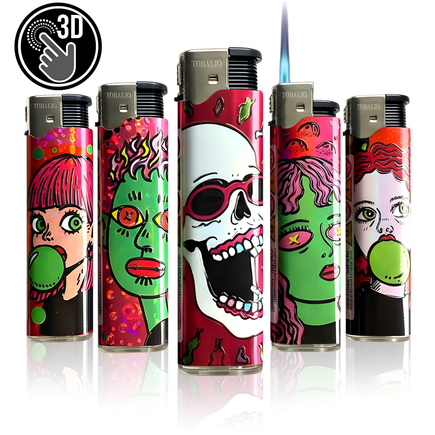 3D Metallic JET-Motiv Feuerzeug  ''COLOR FACE'' VE-50