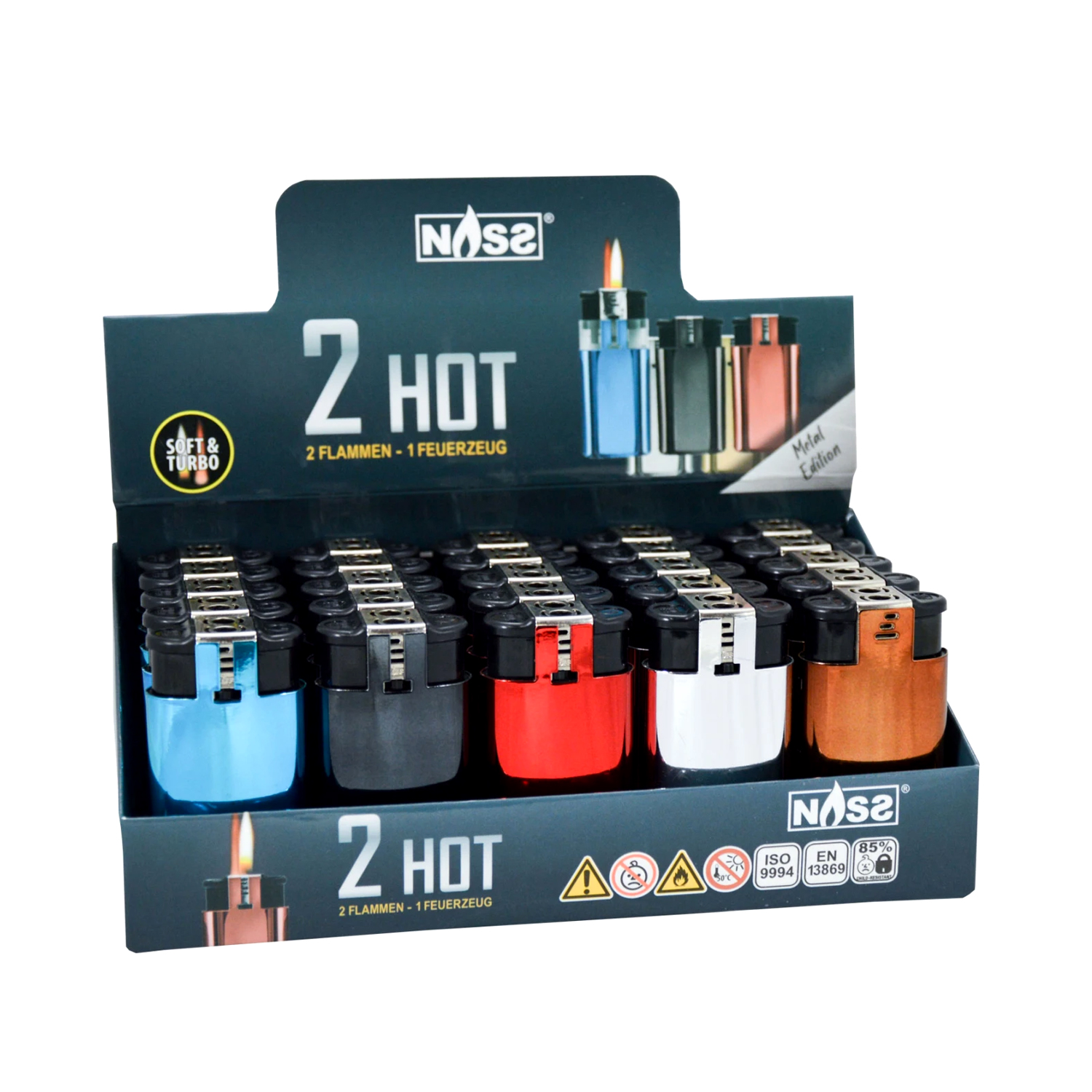 Feuerzeug 2in1 “Feuer & Flamme” Metal Edition, VE-25 Feuerzeug 2in1 “Feuer & Flamme” Metal Edition, VE-25