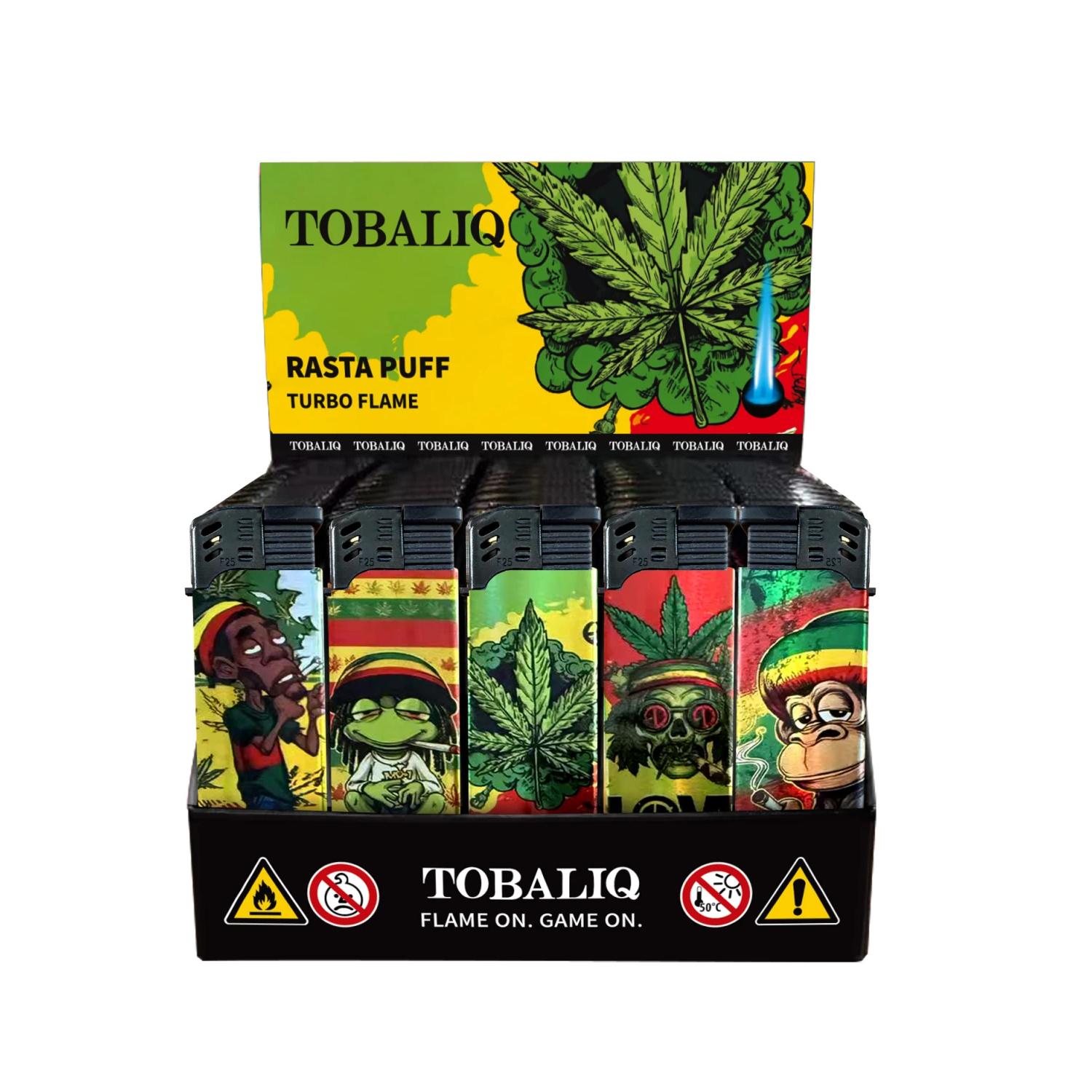 3D-Alu-JET-Motivfeuerzeug ''RASTA PUFF'' VE-50  3D-Alu-JET-Motivfeuerzeug ''RASTA PUFF'' VE-50