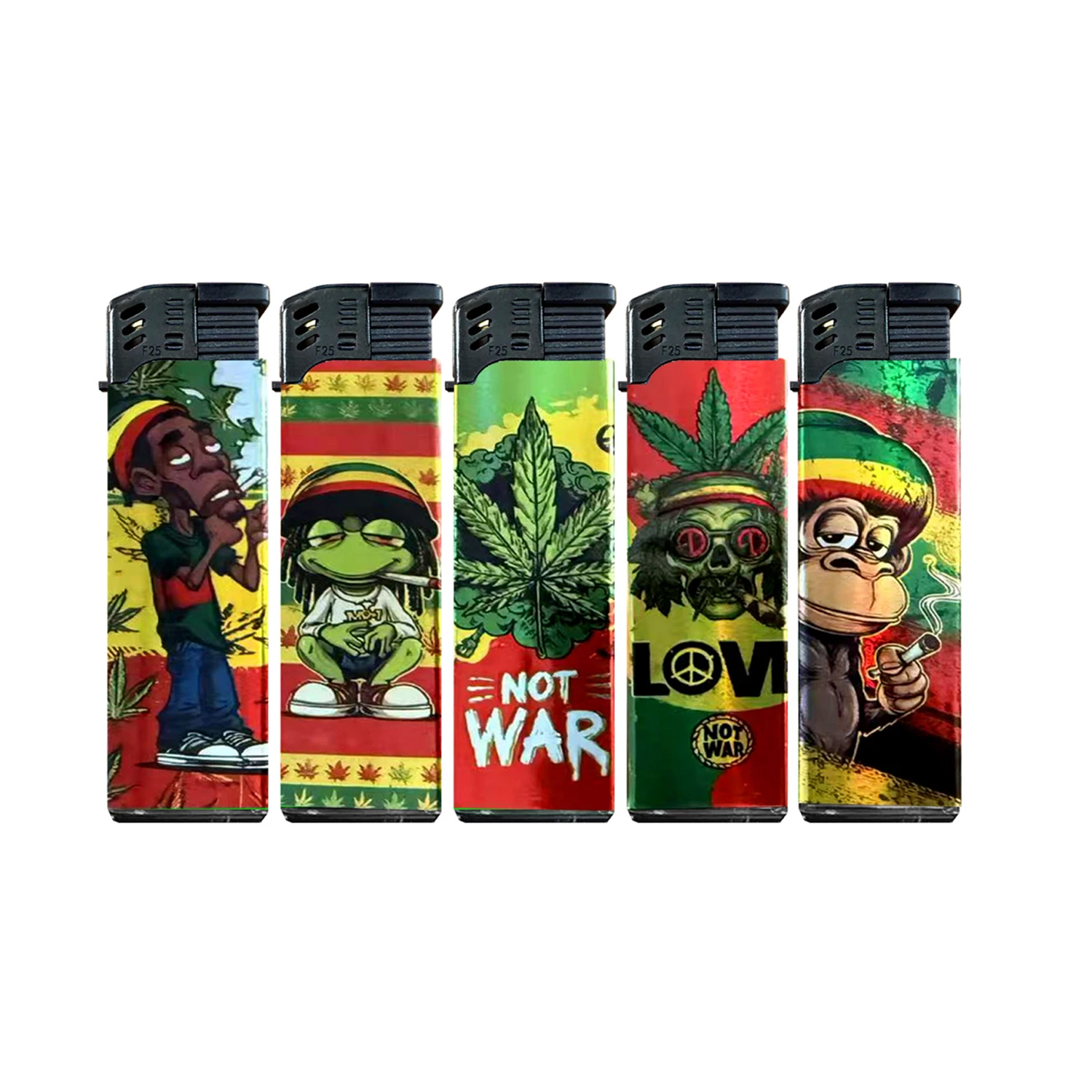 3D-Alu-JET-Motivfeuerzeug ''RASTA PUFF'' VE-50  3D-Alu-JET-Motivfeuerzeug ''RASTA PUFF'' VE-50