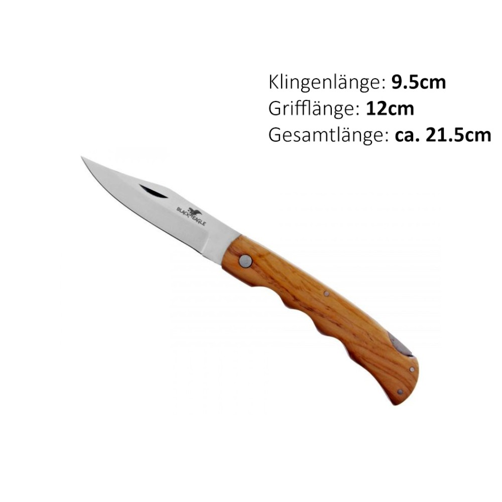 Taschenmesser Olivenholz mit Fingermulde | Klingenlänge: 9,5 cm Grifflänge: 12 cm Gesamtlänge: ca. 21.5 cm
