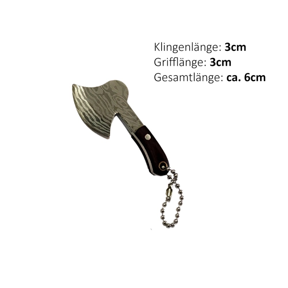Roxon Schlüsselanhänger Messer "Axe 2" | Klingenlänge: 3 cm, Grifflänge: 3 cm, Gesamtlänge: ca. 6 cm
