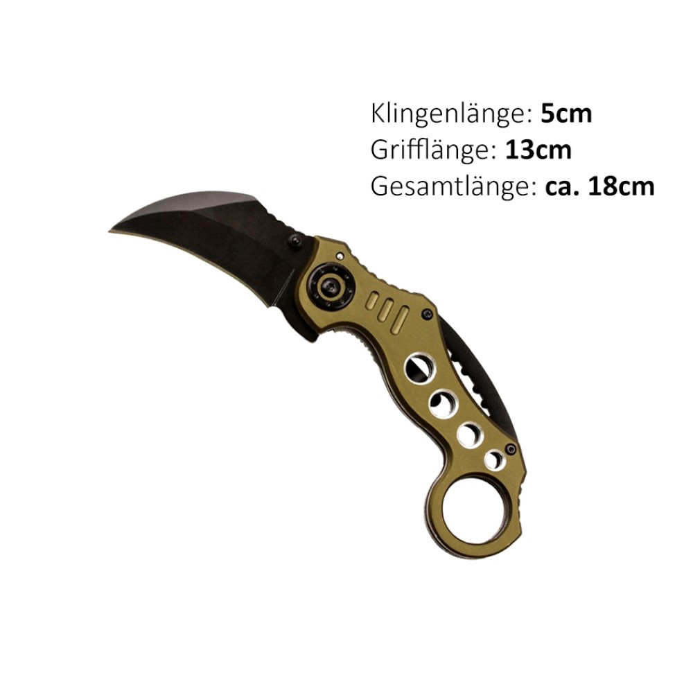 Karambit Messer| Klingenlänge: 5 cm, Grifflänge: 13 cm, Gesamtlänge: ca. 18 cm