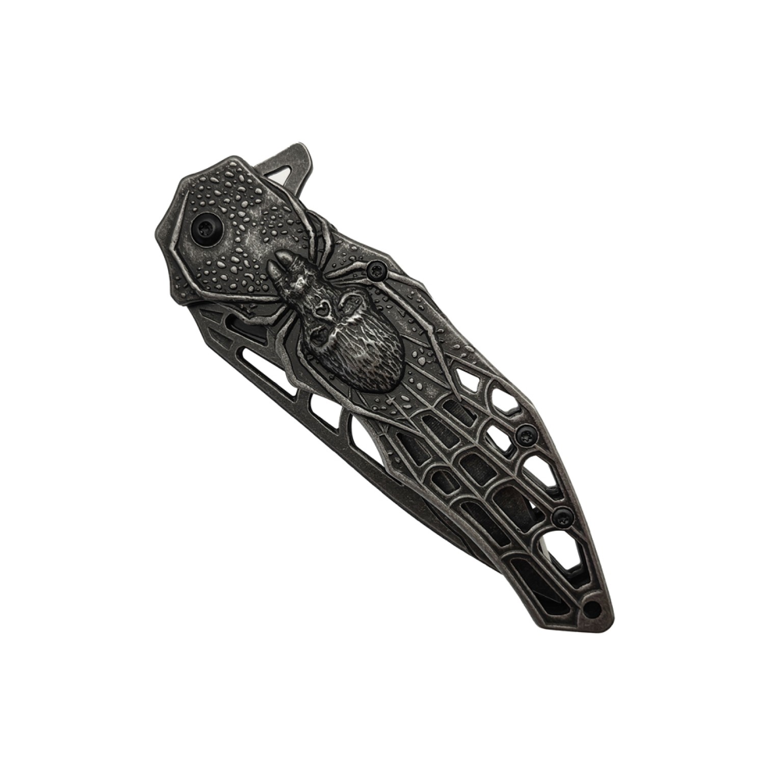 Messer Spider Schwarz | Klingenlänge: 9 cm, Grifflänge: 12 cm, Gesamtlänge: ca. 21 cm