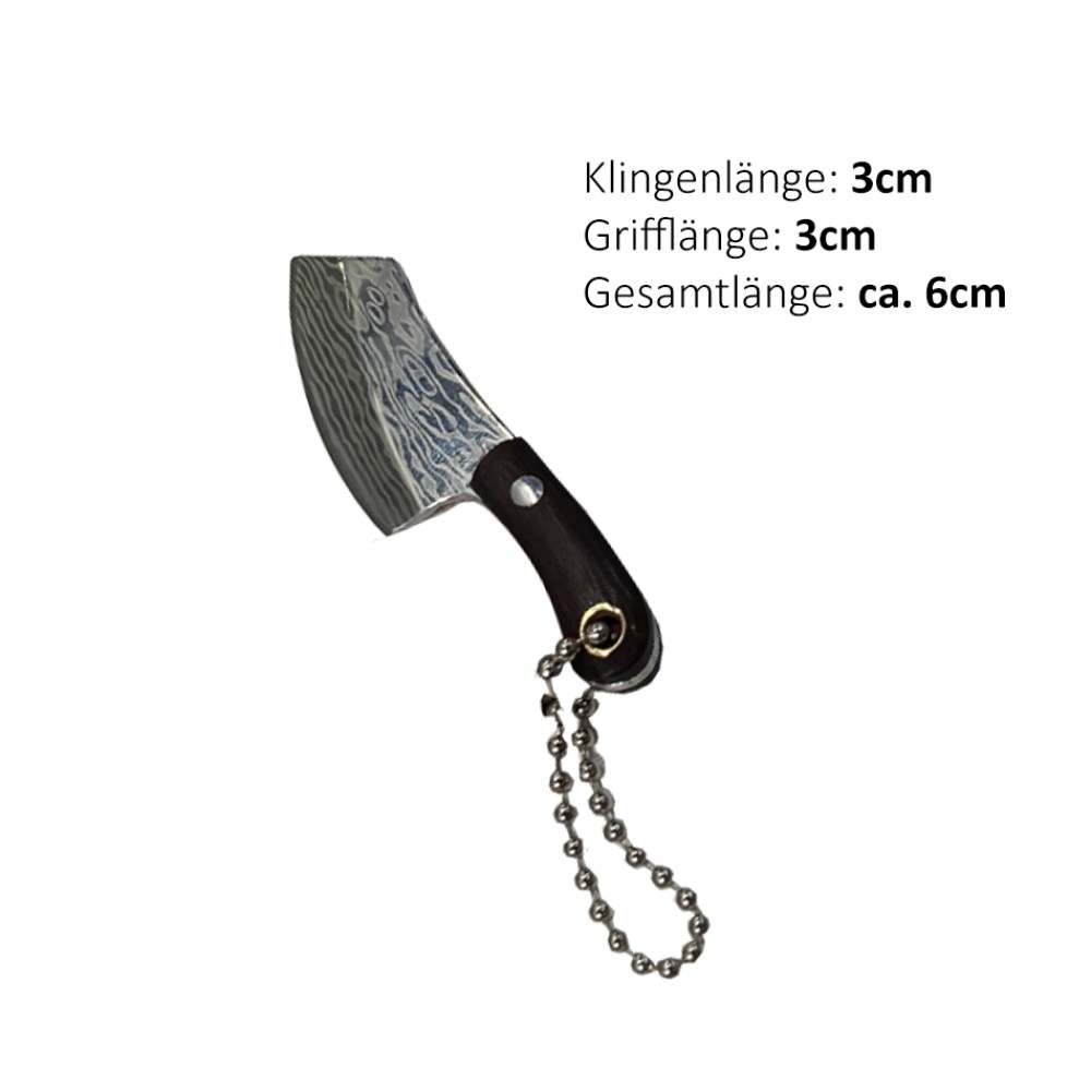 Roxon Schlüsselanhänger Messer "Santoku" | Klingenlänge: 3 cm, Grifflänge: 3 cm, Gesamtlänge: ca. 6 cm
