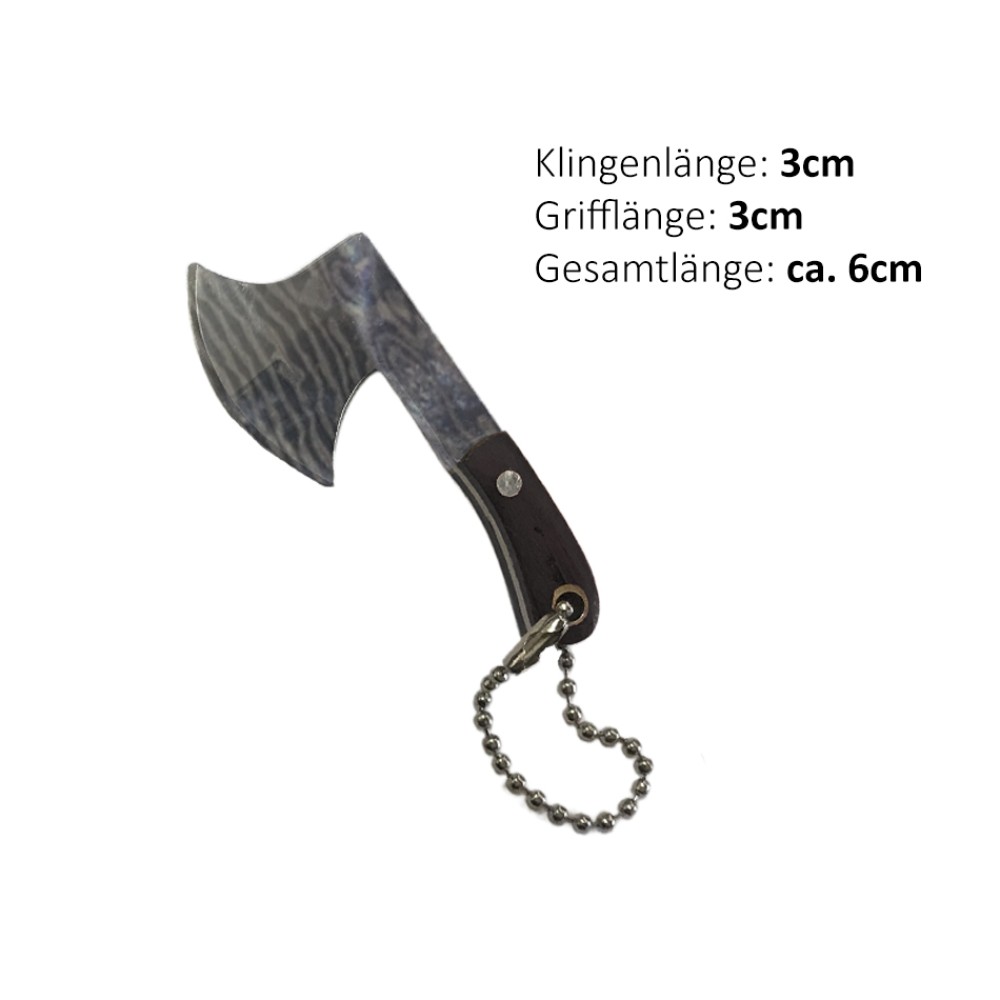 Roxon Schlüsselanhänger Messer "Axe 1" | Klingenlänge: 3 cm, Grifflänge: 3 cm, Gesamtlänge: ca. 6 cm