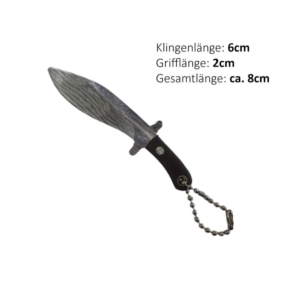 Roxon Schlüsselanhänger Messer "Bowie" | Klingenlänge: 6 cm, Grifflänge: 2 cm, Gesamtlänge: ca. 8 cm