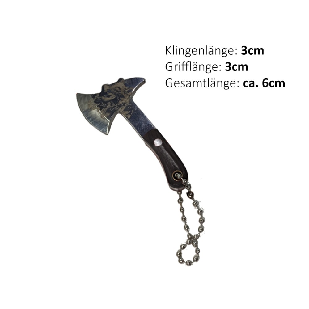 Roxon Schlüsselanhänger Messer "Axe/Pickle" | Klingenlänge: 3 cm, Grifflänge: 3 cm, Gesamtlänge: ca. 6 cm