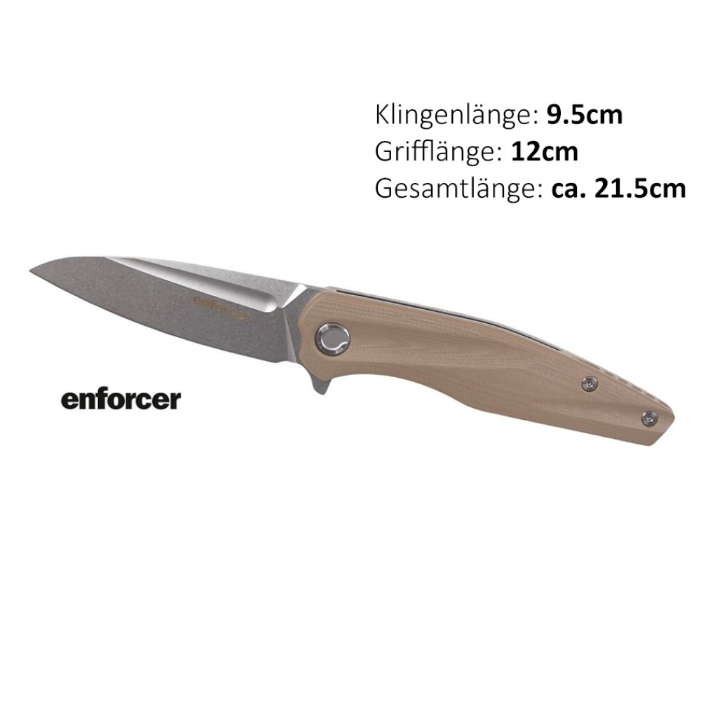 Enforcer - Einhandmesser Mod. Wave | Klingenlänge: 9,5 cm, Grifflänge: 12 cm, Gesamtlänge: ca. 21,5 cm