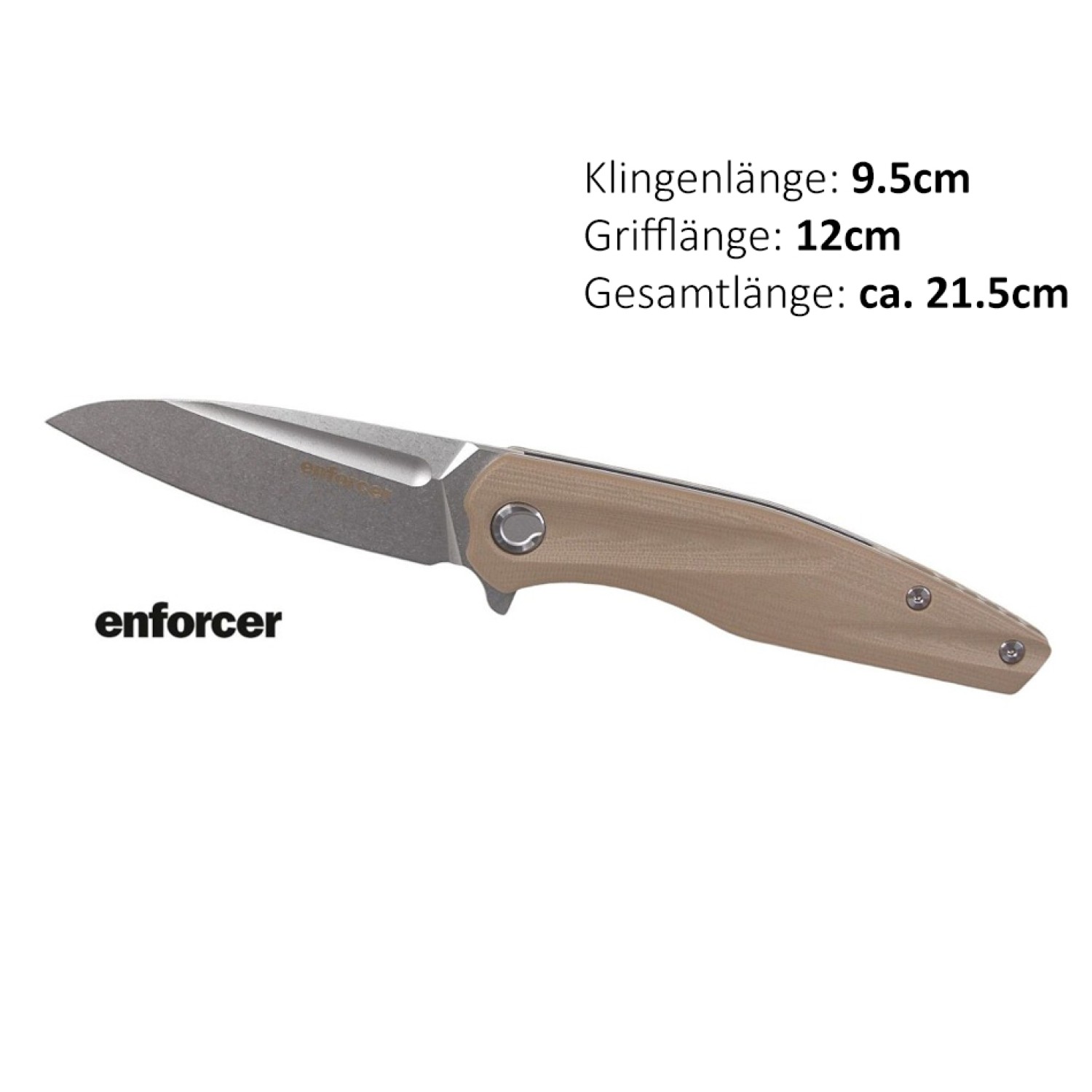Enforcer - Einhandmesser Mod. Wave | Klingenlänge: 9,5 cm, Grifflänge: 12 cm, Gesamtlänge: ca. 21,5 cm