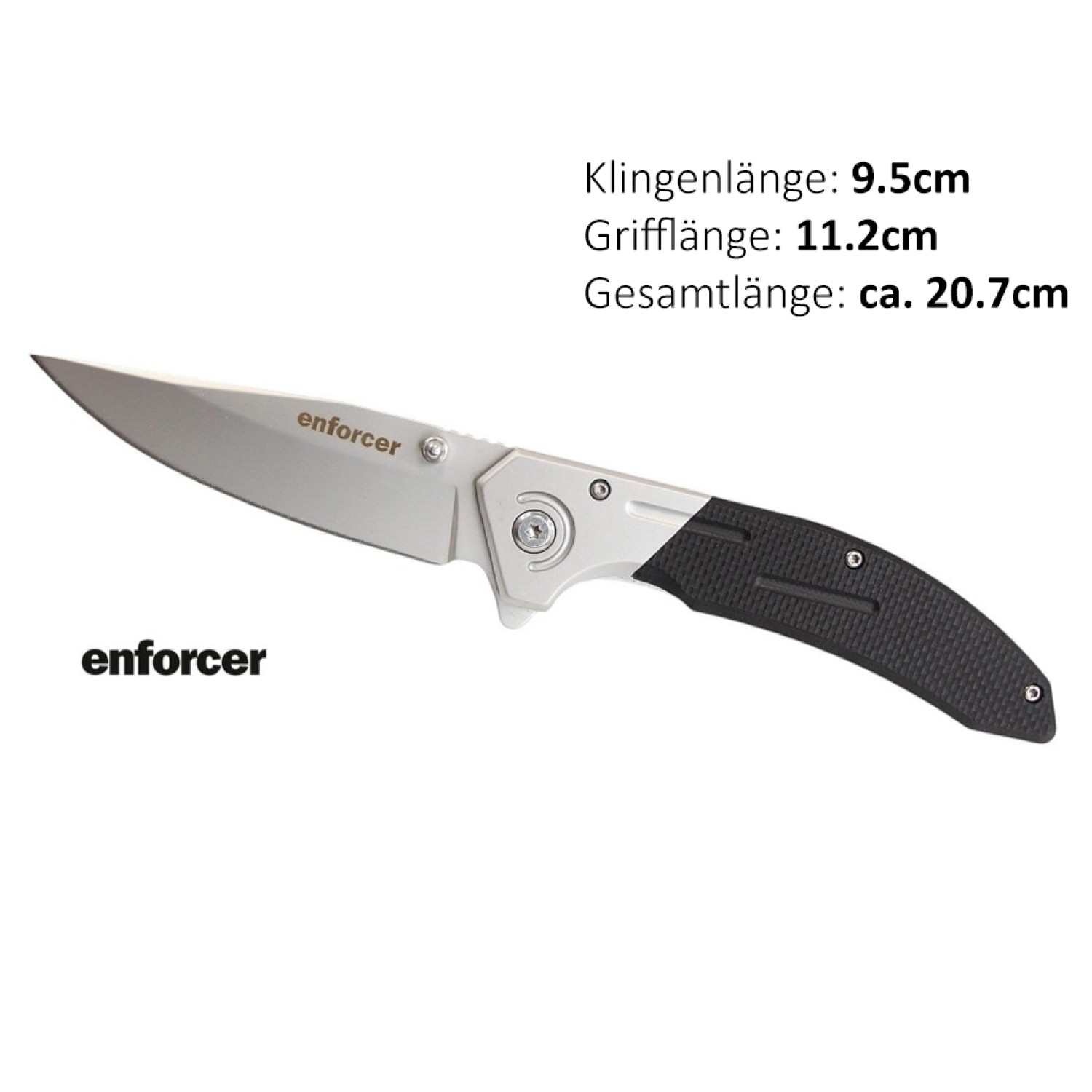Enforcer Hercules Einhandmesser | Klingenlänge: 9,5 cm, Grifflänge: 11,2 cm, Gesamtlänge: ca. 20,7 cm