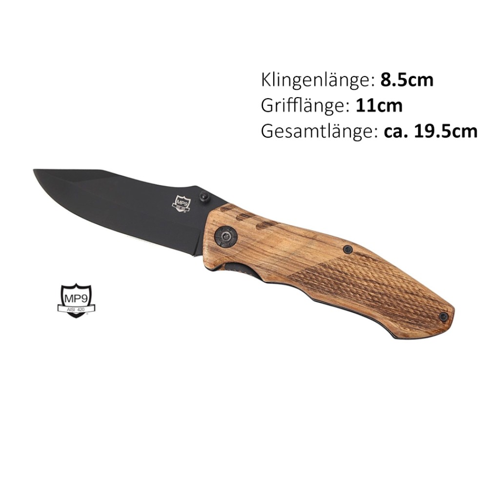 MP9 Einhandmesser Terra | Klingenlänge: 8,5 cm, Grifflänge: 11 cm, Gesamtlänge: ca. 19,5 cm
