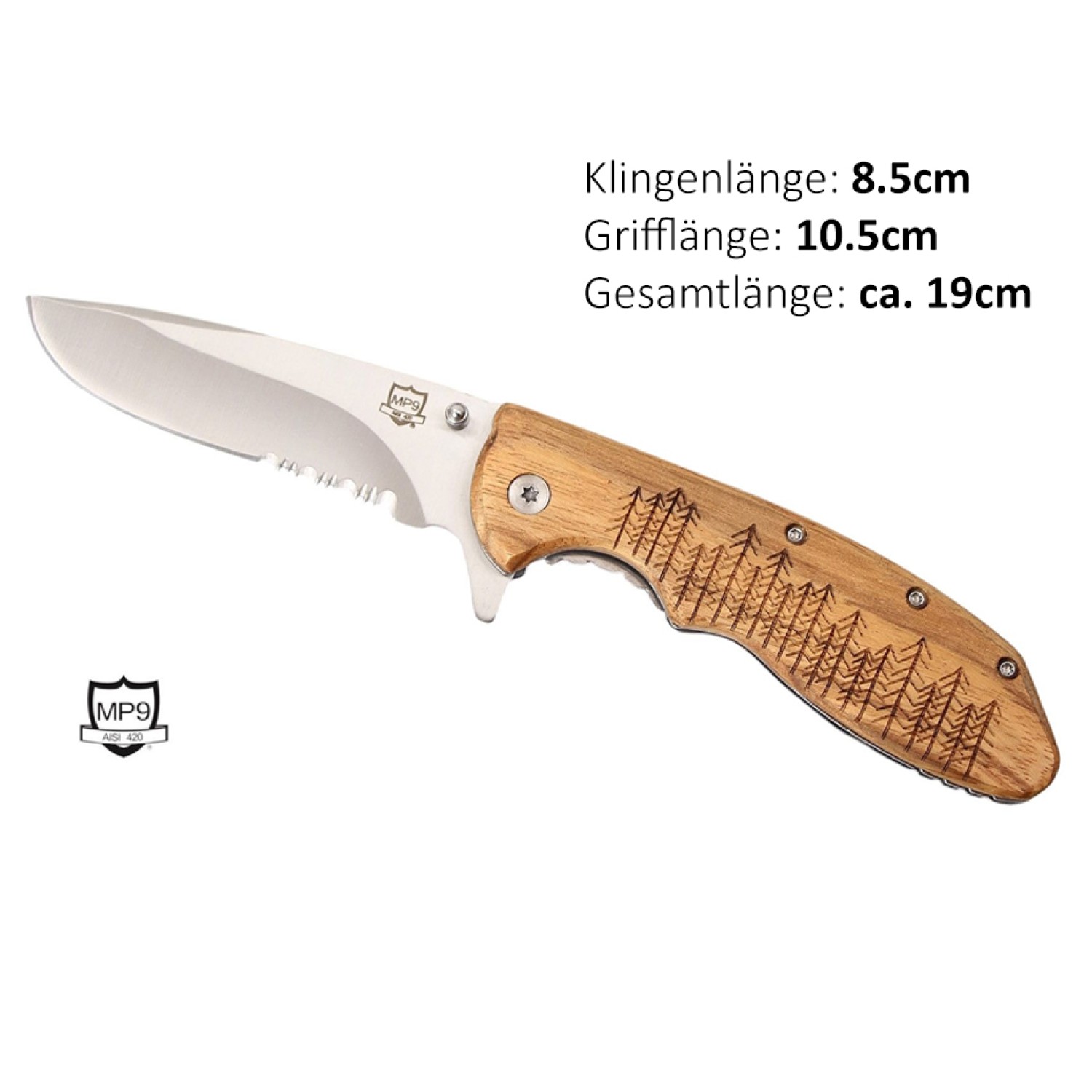 MP9 Einhandmesser Bushline | Klingenlänge: 8,5 cm, Grifflänge: 10,5 cm, Gesamtlänge: ca. 19 cm MP9 Einhandmesser Bushline | Klingenlänge: 8,5 cm, Grifflänge: 10,5 cm, Gesamtlänge: ca. 19 cm