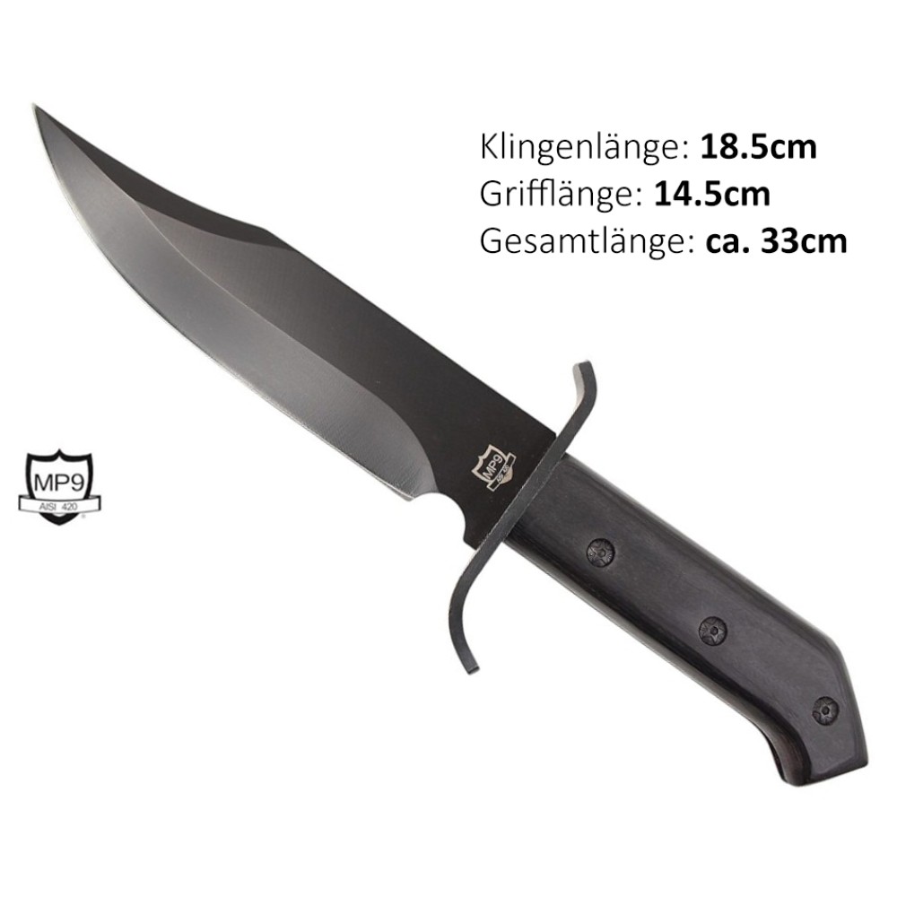 MP9 - Ranger Outdoormesser mit Nylonetui | Klingenlänge: 18,5 cm, Grifflänge: 14,5 cm, Gesamtlänge: ca. 33 cm