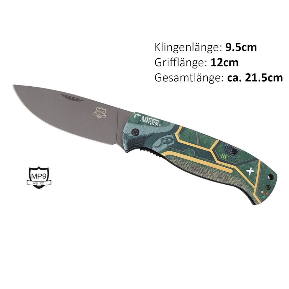 MP9 Klappmesser Tank | Klingenlänge: 9,5 cm, Grifflänge: 12 cm, Gesamtlänge: ca. 21,5 cm