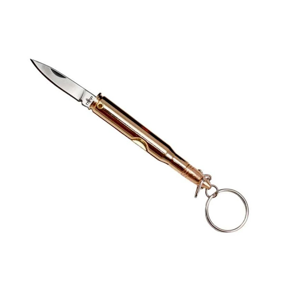 Taschenmesser Gold Bullet Kugel & Schlüsselanhänger | Klingenlänge: 4 cm, Grifflänge: 8,5cm, Gesamtlänge: ca.12,5 cm mittel 