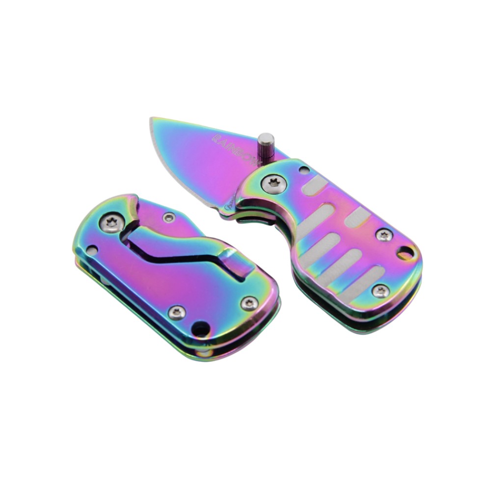 Rainbow Mini-Taschenmesser mit Beutel | Klingenlänge: 3cm, Grifflänge: 4,5cm, Gesamtlänge: ca.7,5 cm 