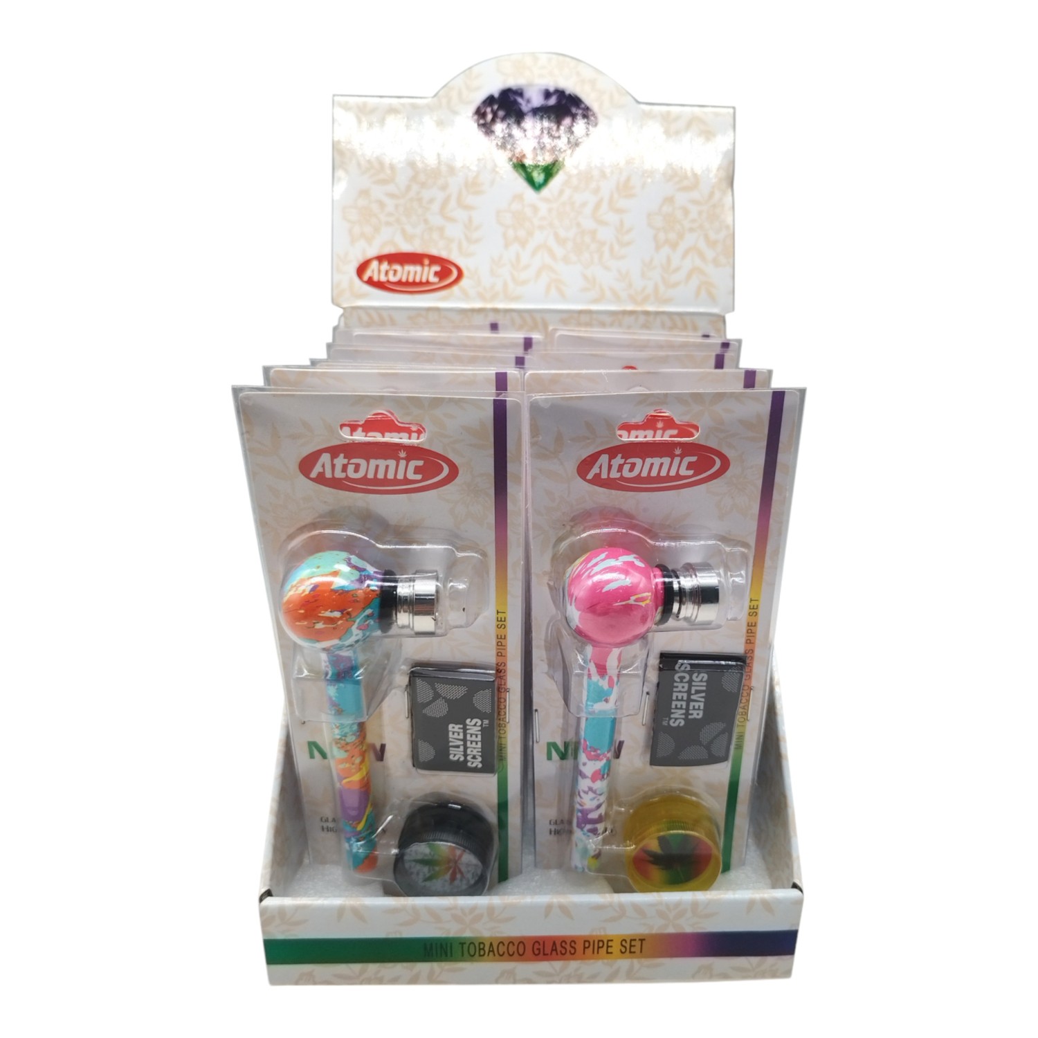 Set – Glas + Metallpfeife + Plastikgrinder + Pfeifensiebe Set – Glas + Metallpfeife + Plastikgrinder + Pfeifensiebe