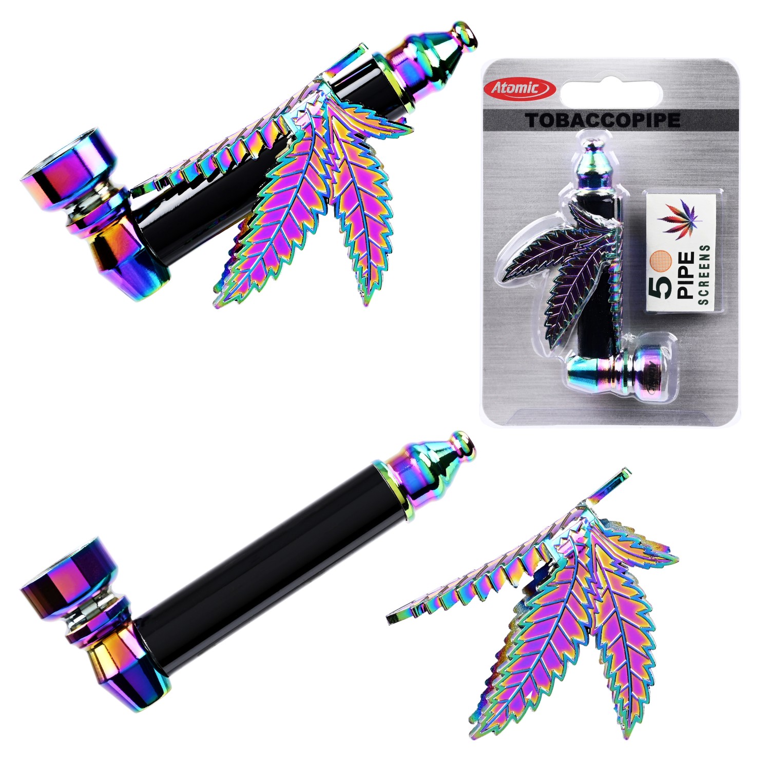 Set – Metallpfeife im Blattdesign + Pfeifensiebe Set – Metallpfeife im Blattdesign + Pfeifensiebe