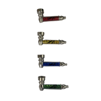 Metallpfeife vers. Farbe+Blatt 7,1cm.VE-24