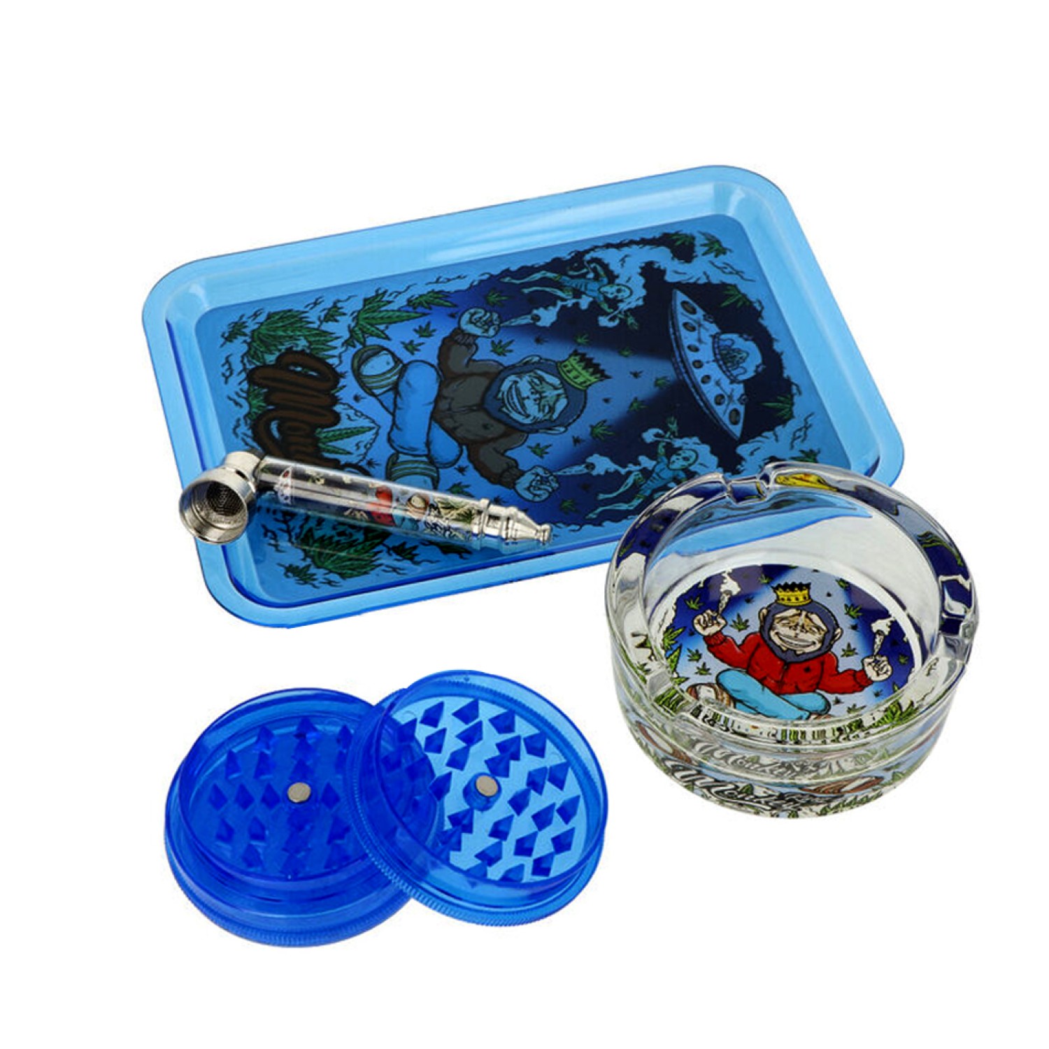 Monkey King SET-3Teiler I Grinder Acryl 60mm I Tray Welraum 17,8x12,8cm I Ashtray-9x5x3,5cm I Pfeife-9cm Monkey King SET-3Teiler I Grinder Acryl 60mm I Tray Welraum 17,8x12,8cm I Ashtray-9x5x3,5cm I Pfeife-9cm