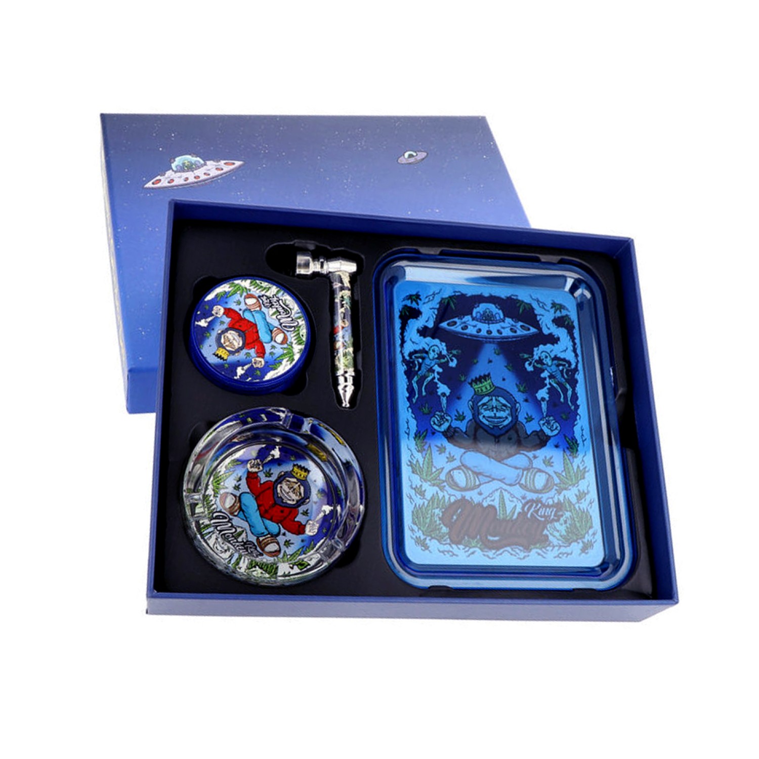 Monkey King SET-3Teiler I Grinder Acryl 60mm I Tray Welraum 17,8x12,8cm I Ashtray-9x5x3,5cm I Pfeife-9cm Monkey King SET-3Teiler I Grinder Acryl 60mm I Tray Welraum 17,8x12,8cm I Ashtray-9x5x3,5cm I Pfeife-9cm