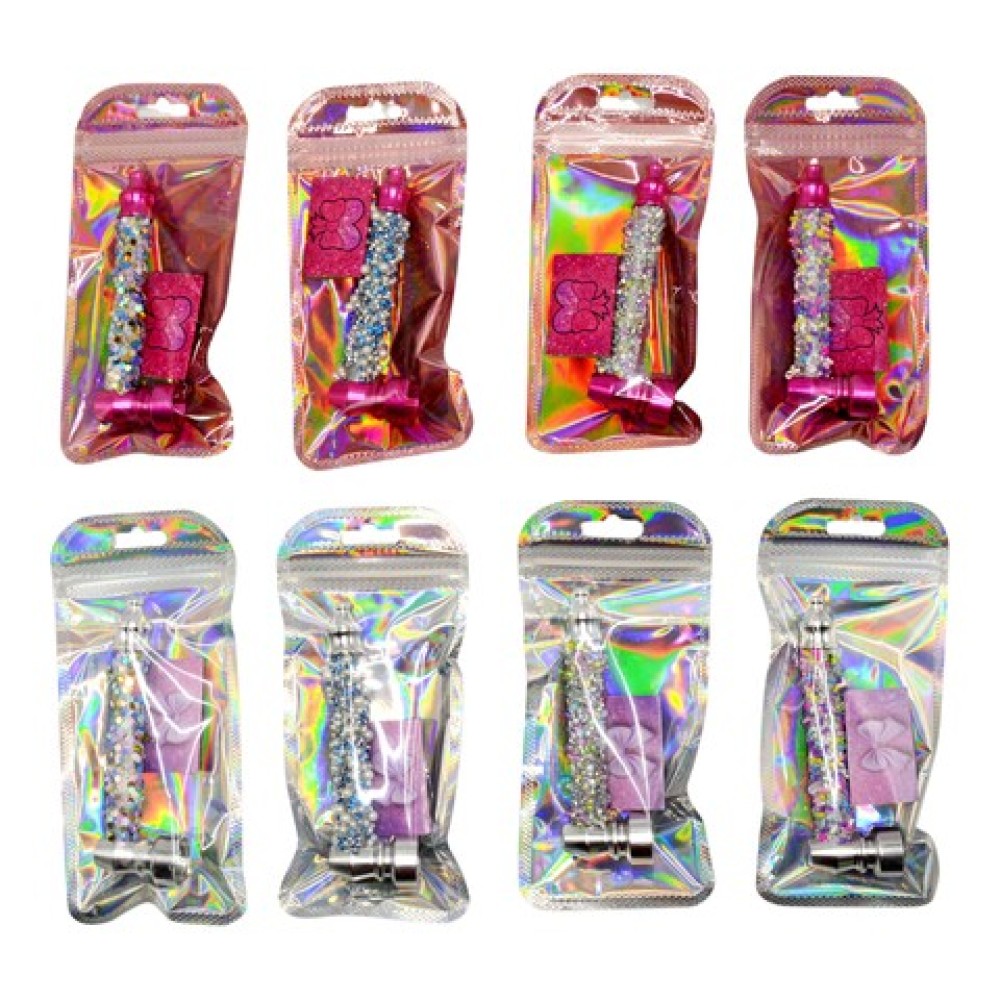 Metal Pfeife Pink & Silber +5er Siebe Auf Blister 10cm 24er-Display Metal Pfeife Pink & Silber +5er Siebe Auf Blister 10cm 24er-Display